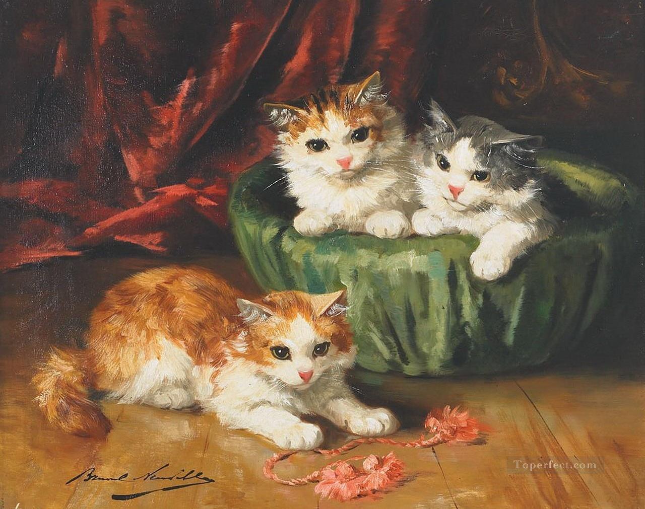 Cat Malerei 8 Alfred Brunel de Neuville Ölgemälde
